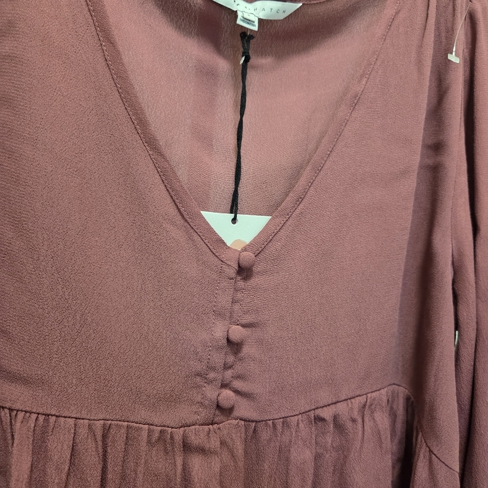 NWT The Nines By Hatch 100% Rayon Dusty Rose Boho Babydoll Tie Sleeve Maternity - Picture 4 of 7